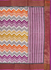 Beige & Orchid Chanderi Silk Cotton Saree