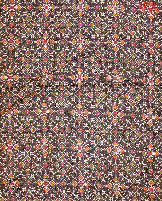 Brown Soft Patola Silk Cotton Dress Material