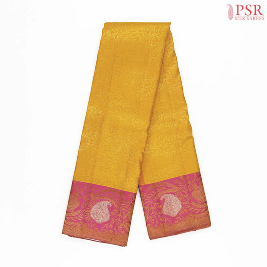 Amber Yellow Kanchipuram Jacquard Silk Saree