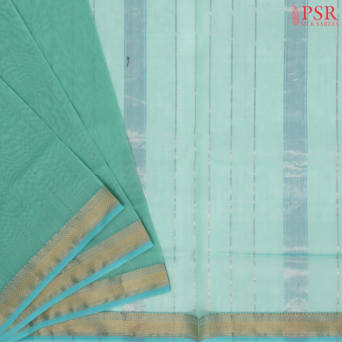 Turquoise Blue Maheshwari Silk Cotton Saree