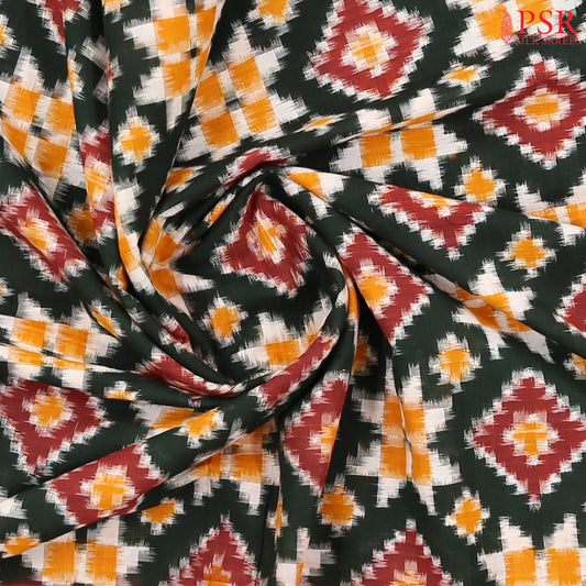 Dark Green Ikkat Cotton Saree