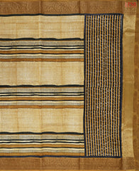 Light Mustard Brown Chanderi Silk Cotton Saree