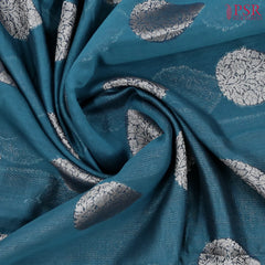 Dark Peacock Blue Chanderi Silk Cotton Saree