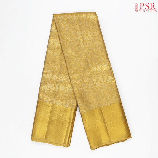 Golden Kanchipuram Jacquard Tissue Silk Saree