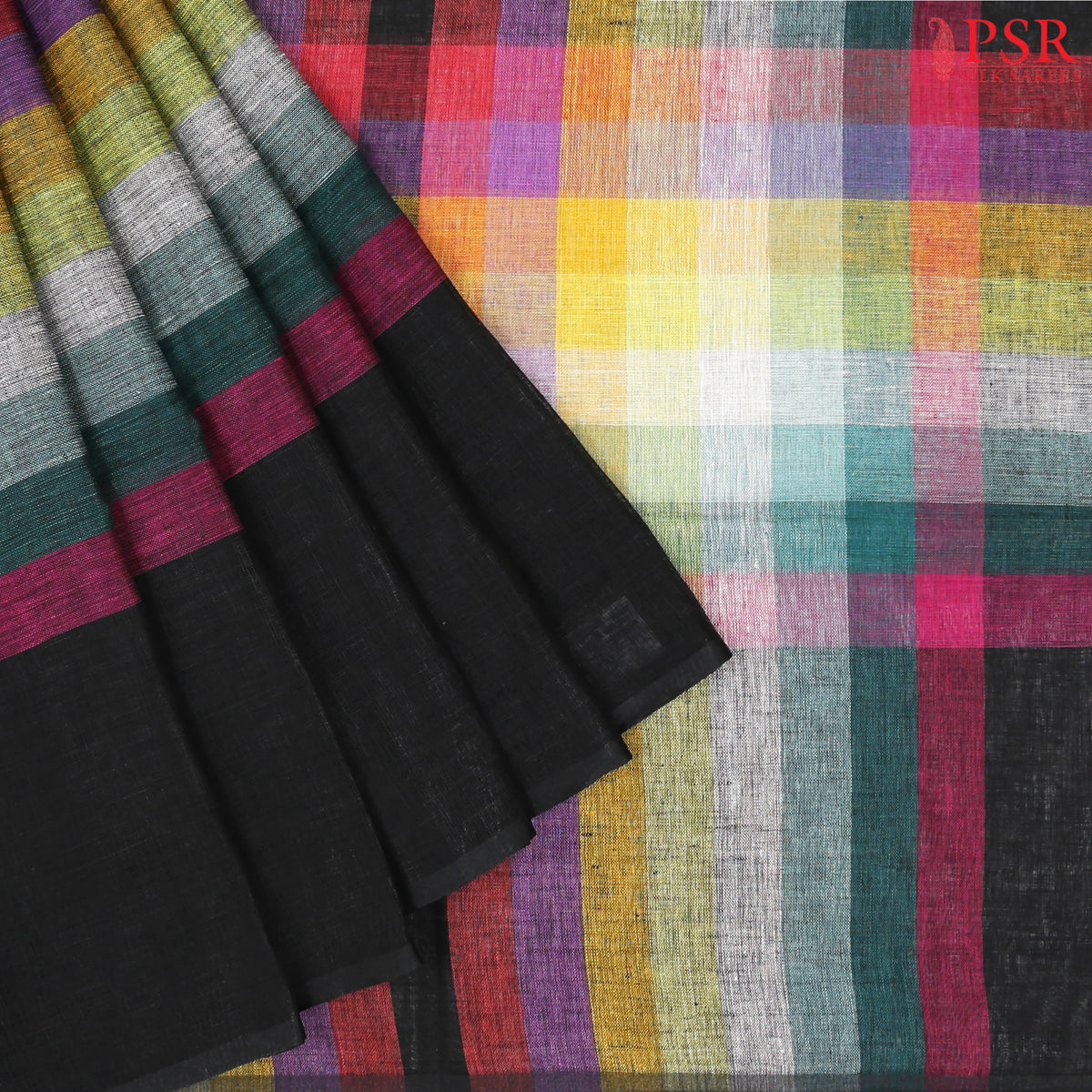Black Linen Saree