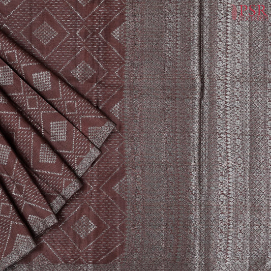 Brown Banaras Tussar Silk Saree