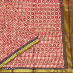 Brown Soft Patola Silk Cotton Dress Material