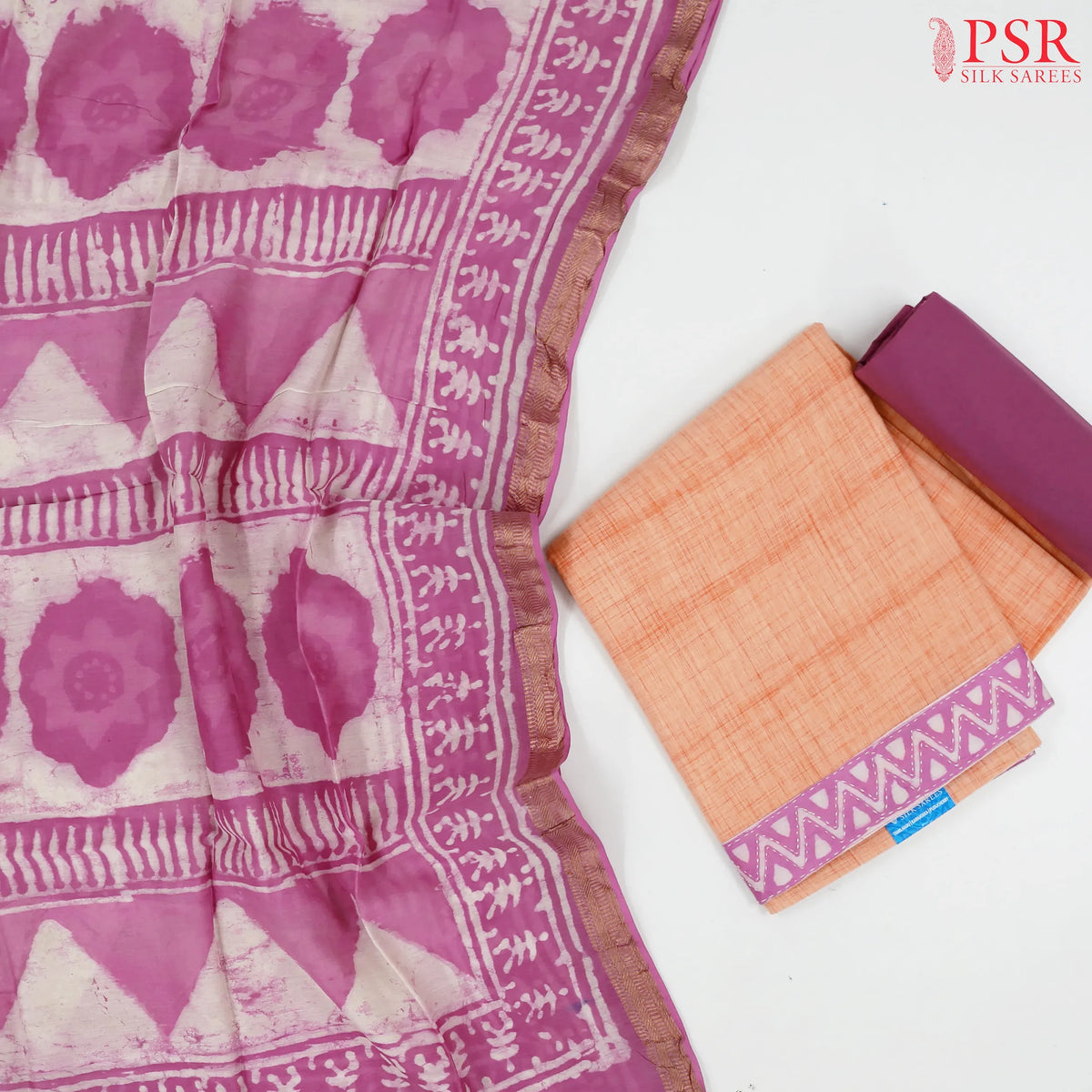 Light Saffron Cotton Dress Material