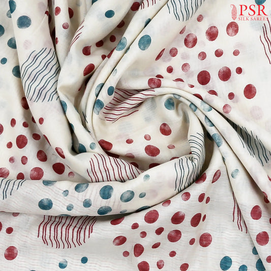 Cream White Modal Silk Saree