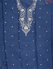 Dark Blue Silk Cotton Dress Material