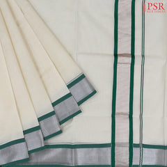 Cream White Kerala Cotton Saree
