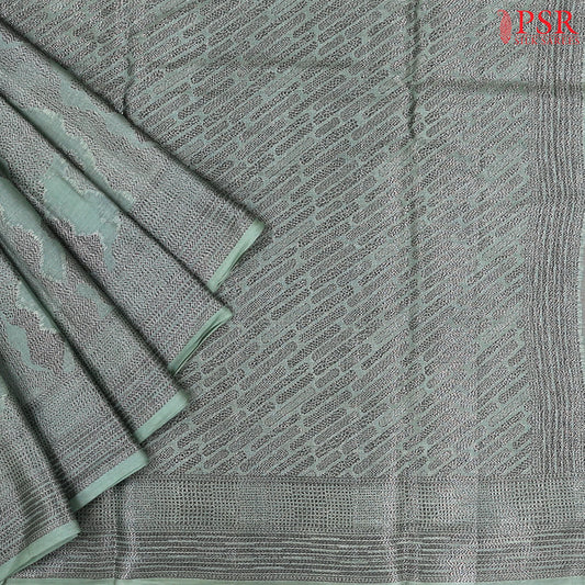 Topaz Green Banaras Tussar Silk Saree