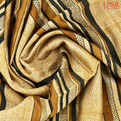 Light Mustard Brown Chanderi Silk Cotton Saree