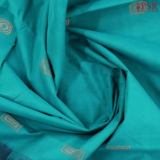 Turquoise Cyan Kovai Cotton Saree