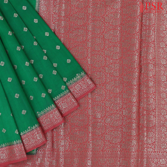 Dark Green Chiniya Silk Saree