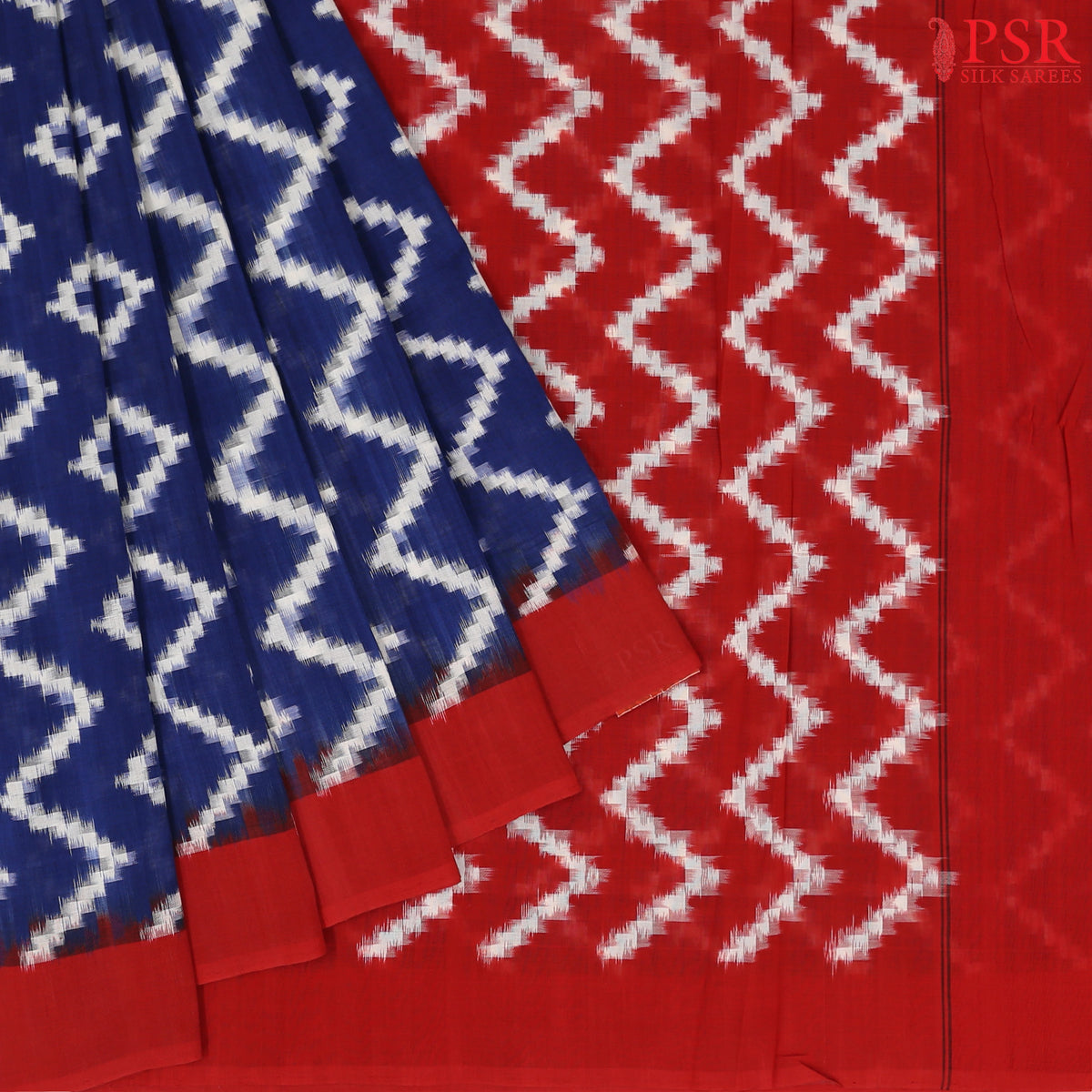 Navy Blue Ikkat Cotton Saree
