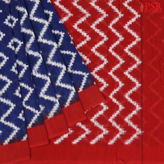 Navy Blue Ikkat Cotton Saree