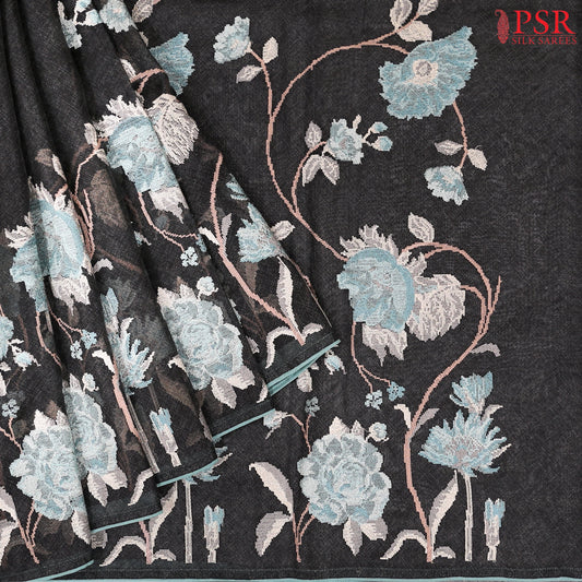 Shadow Black Organza Embroidery Saree