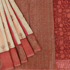Beige Chanderi Silk Cotton Saree