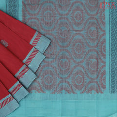Crimson Red Kanchi Cotton Saree