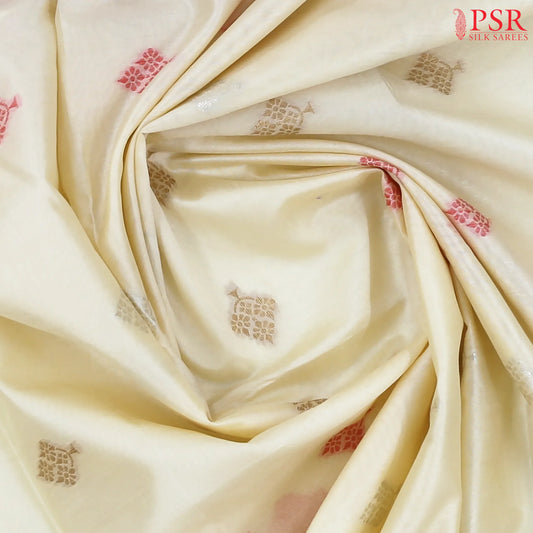 Cream Beige Ghicha Tassar Saree