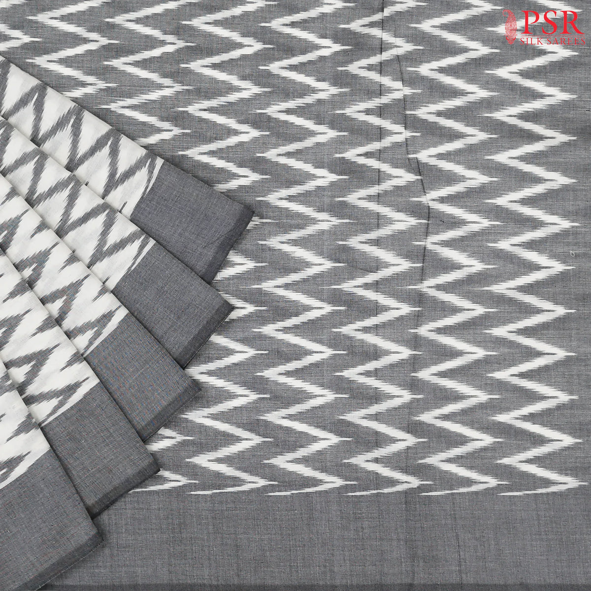 Off White Ikkat Cotton Saree