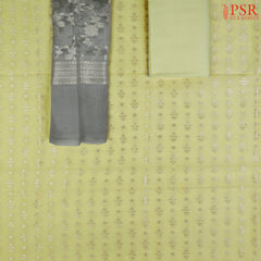 Lemon Yellow Kora Chanderi Dress Material