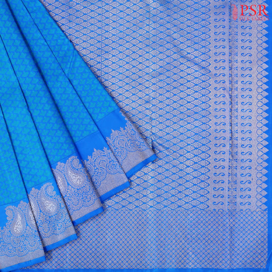Azure Blue Kanchipuram Silk Saree