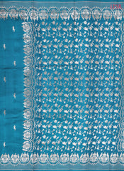Peacock Blue Chiniya Silk Saree