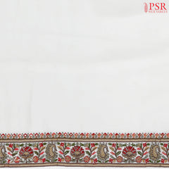 White Georgette Laser Embroidery Saree