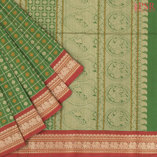 Sap Green Kalakshetra Kovai Cotton Saree