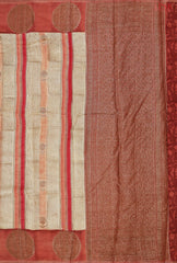 Beige Chanderi Silk Cotton Saree