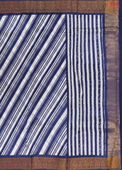 Light Grey & Dark Blue Chanderi Silk Cotton Saree