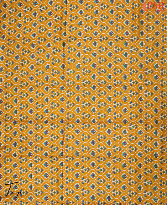 Marigold Orange Soft Patola Silk Cotton Dress Material