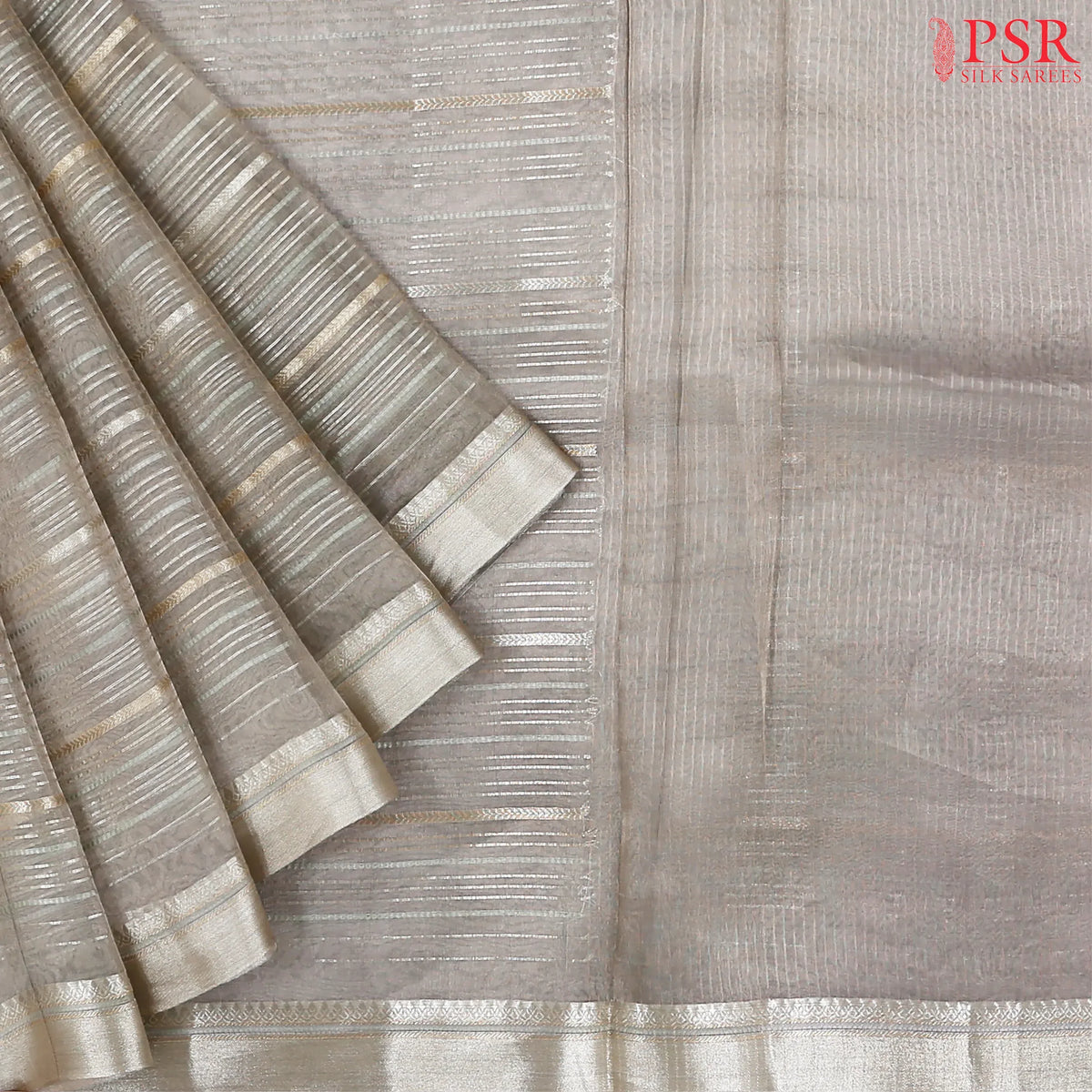 Grey Banaras Kora Organza Saree