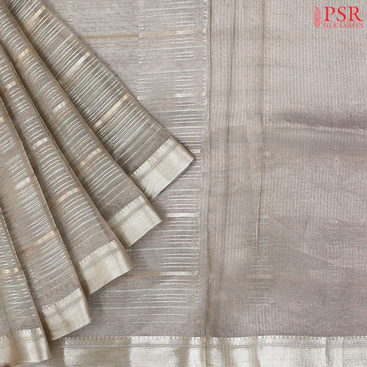 Grey Banaras Kora Organza Saree