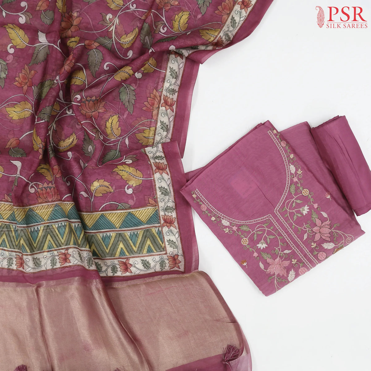 Onion Pink Silk Cotton Dress Material