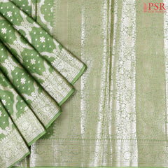 Asparagus Green Banaras Tussar Silk Saree
