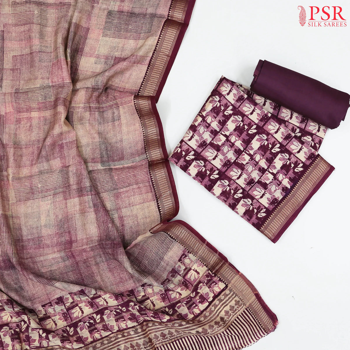 Jam Purple Assam Silk Dress Material
