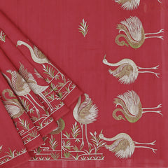 Red Kosa Embroidery Saree