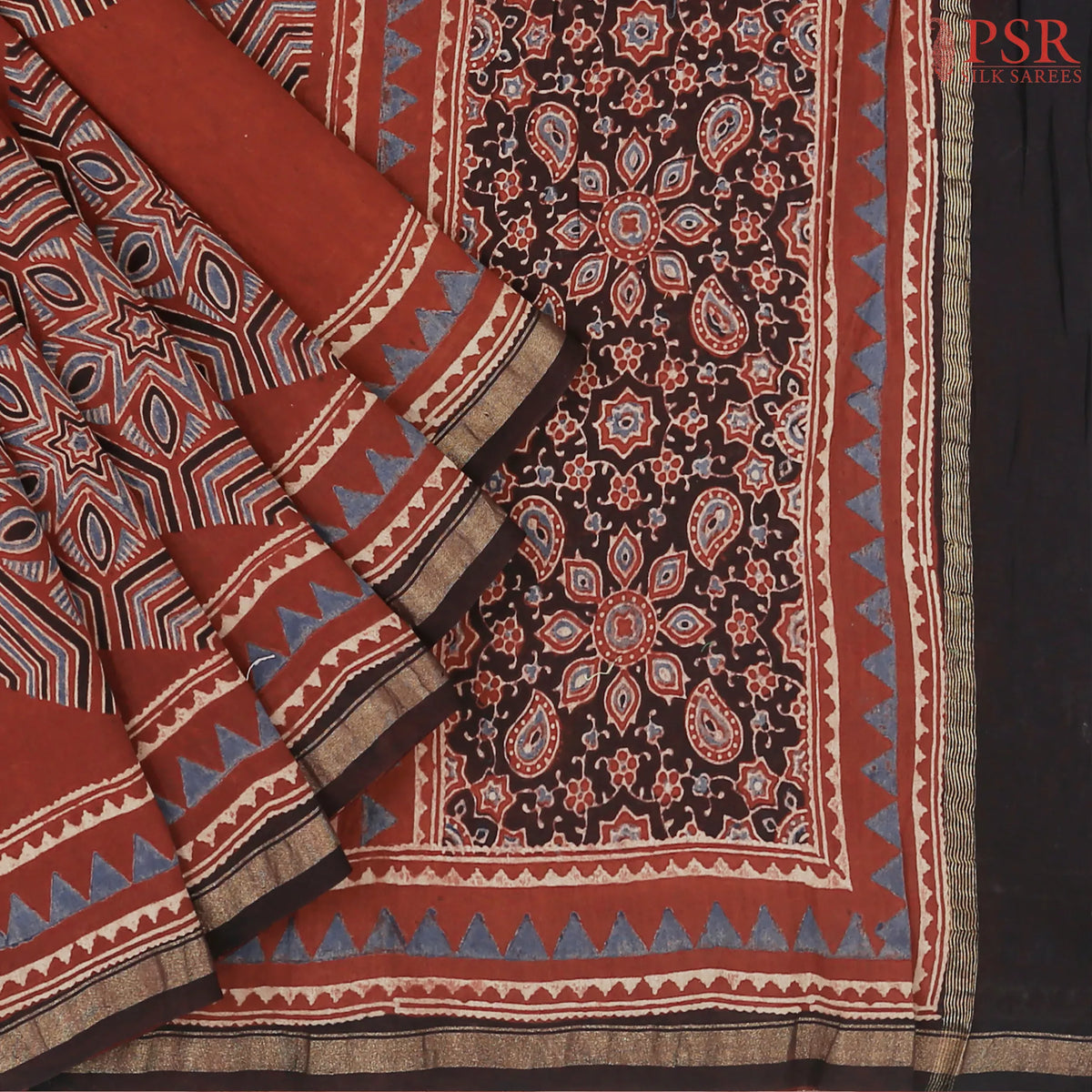 Antique Red Jaipur Cotton Printed Saree