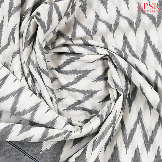 Off White Ikkat Cotton Saree