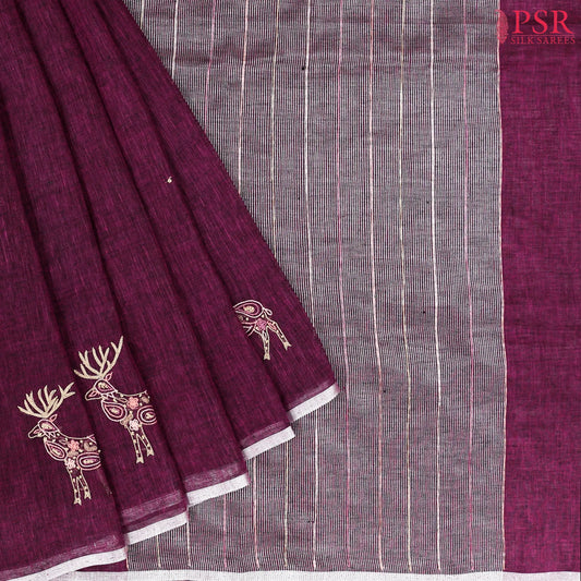 Mulberry Purple Linen Saree