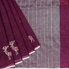 Mulberry Purple Linen Saree