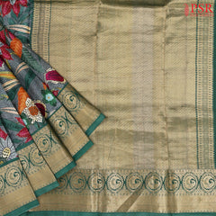 Steel Grey Printed Silk Saree