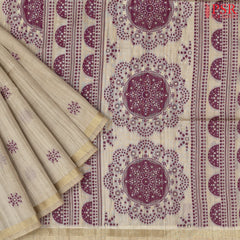 Beige Ghicha Tassar Saree