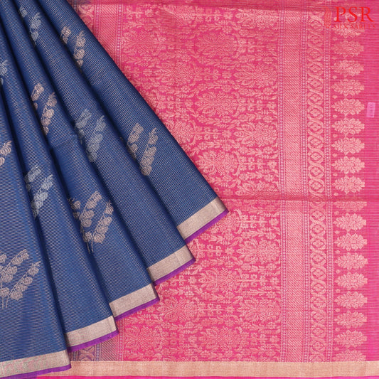Prussian Blue Silk Cotton Saree