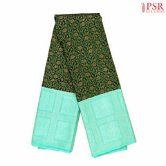 Dark Green Kanchipuram Jacquard Silk Saree