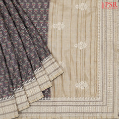 Dark Purple Mauve Semi Dupion Saree