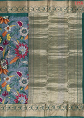Steel Grey Printed Silk Saree